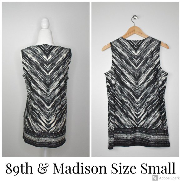 NWT 89th & Madison Sleeveless Blouse Black White S - Picture 2 of 9